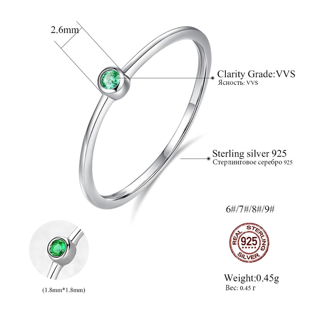 PAG&MAG Real Sterling Silver 925 Ring Green Topaz For Women Thin Circle Gemstone Promis Rings Silver 925 Jewelry Anillos Mujer