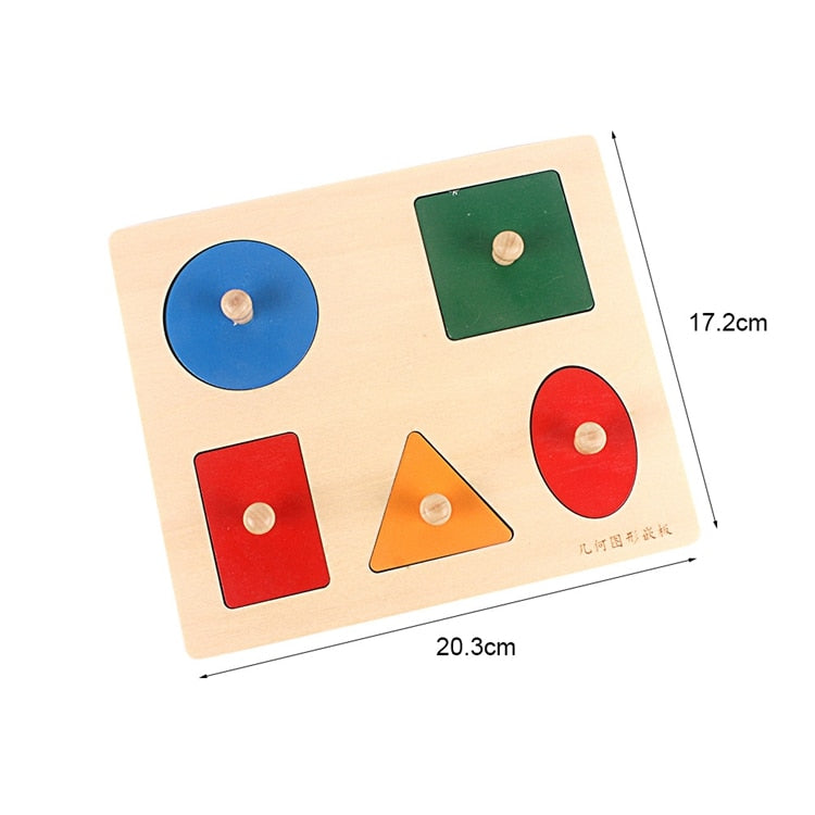 Montessori Materials Colorful Geometry Grasping Board Wooden Pegged Grab Shape Sorting Board Toys for Baby Home Educational Toy