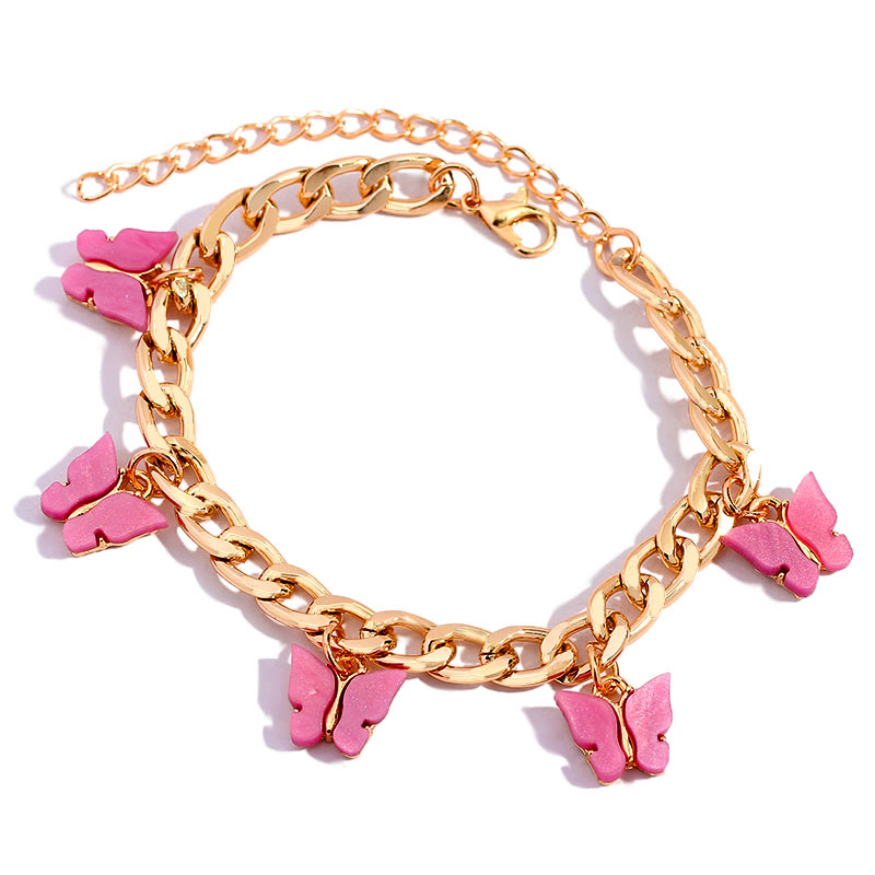 BYNOUCK Trendy Multicolor Butterfly Pendant Bracelets Girls Punk Metal Wide women's bracelet on hand 2020 Statement jewellery