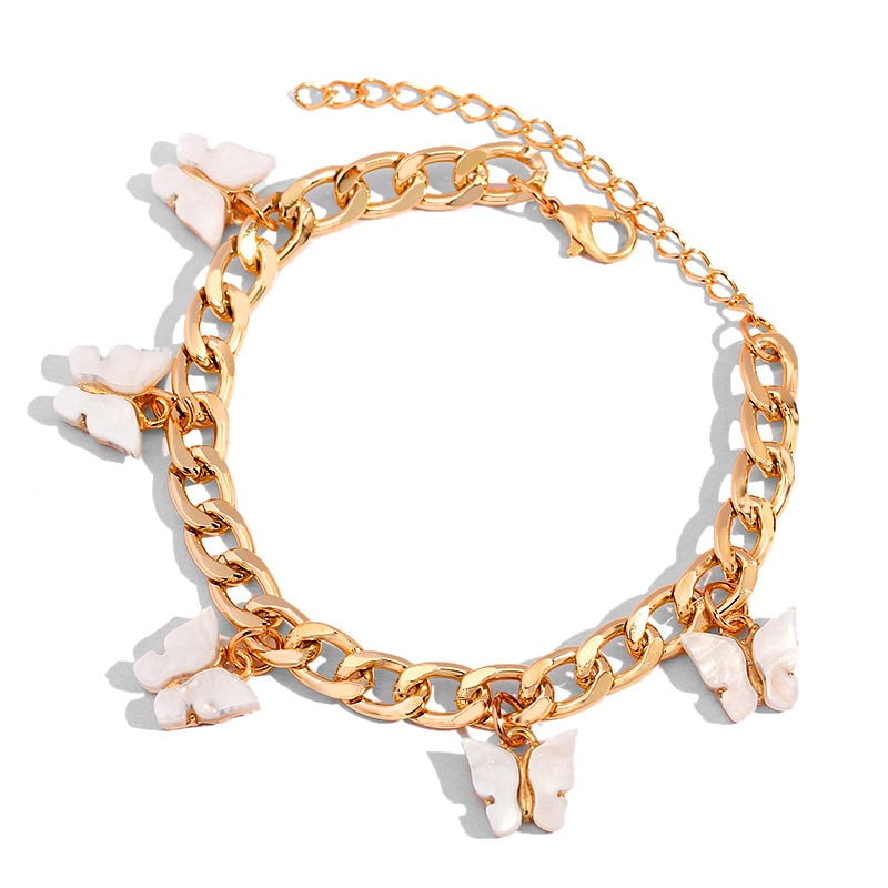 BYNOUCK Trendy Multicolor Butterfly Pendant Bracelets Girls Punk Metal Wide women's bracelet on hand 2020 Statement jewellery