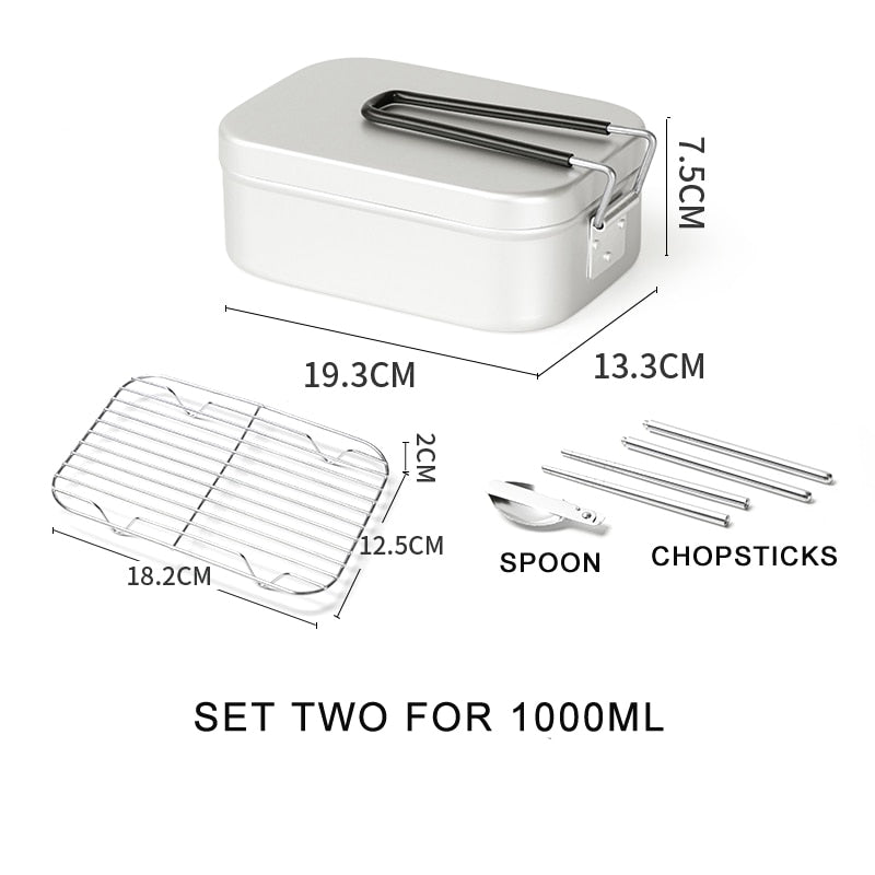 Aluminum Alloy Lunch Box Stainless Picnic Box Ourdoor Dinner Pail Travel Camping food Containe Breafast Storage Dinnerware