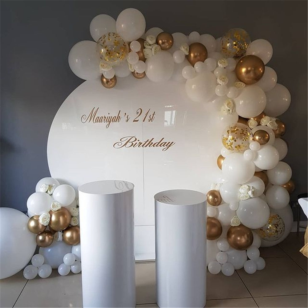 98 pcs White Balloons Garland Arch Kit Confetti Metallic Gold Pastel Latex Balloon Baby Shower Birthday Graduation Party Decor