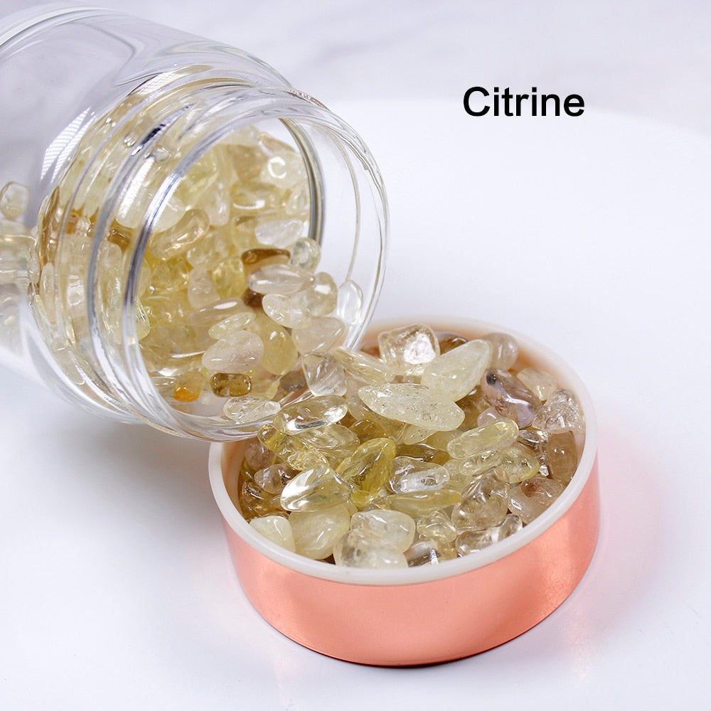 Natural Crystal Elixir Bottles gemstone Glass therapy stone Tea filter filter bottle Healing Crystal Infuser Energy cup
