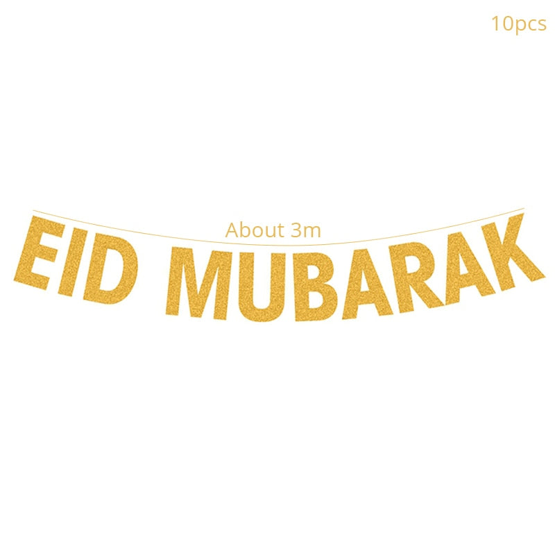 Ramadan Decoration Golden Black Banner Balloon Disposable Dinnerware Set Paper Plate EID Mubarak Party Decoration Muslim favor