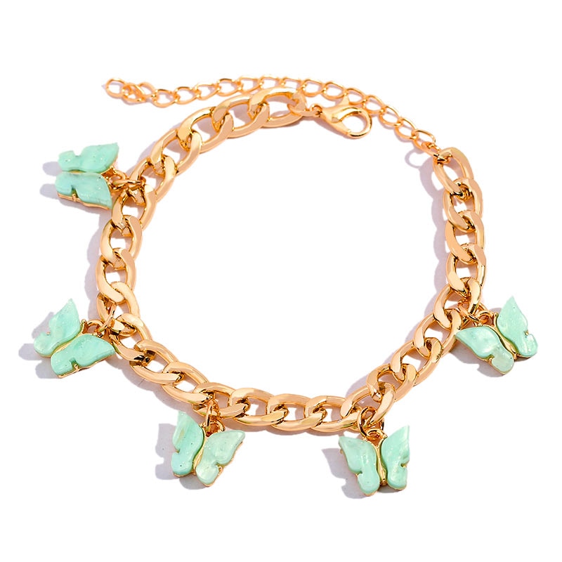 BYNOUCK Trendy Multicolor Butterfly Pendant Bracelets Girls Punk Metal Wide women's bracelet on hand 2020 Statement jewellery