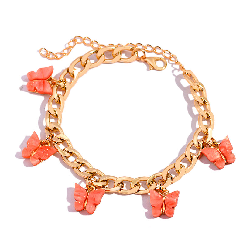 BYNOUCK Trendy Multicolor Butterfly Pendant Bracelets Girls Punk Metal Wide women's bracelet on hand 2020 Statement jewellery