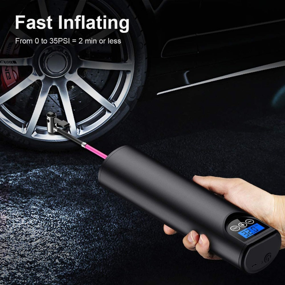 12V 150PSI Rechargeable Air Pump Tire Inflator Cordless Portable Compressor Digital Car Tyre Pump for Car Bicycle Tires Balls