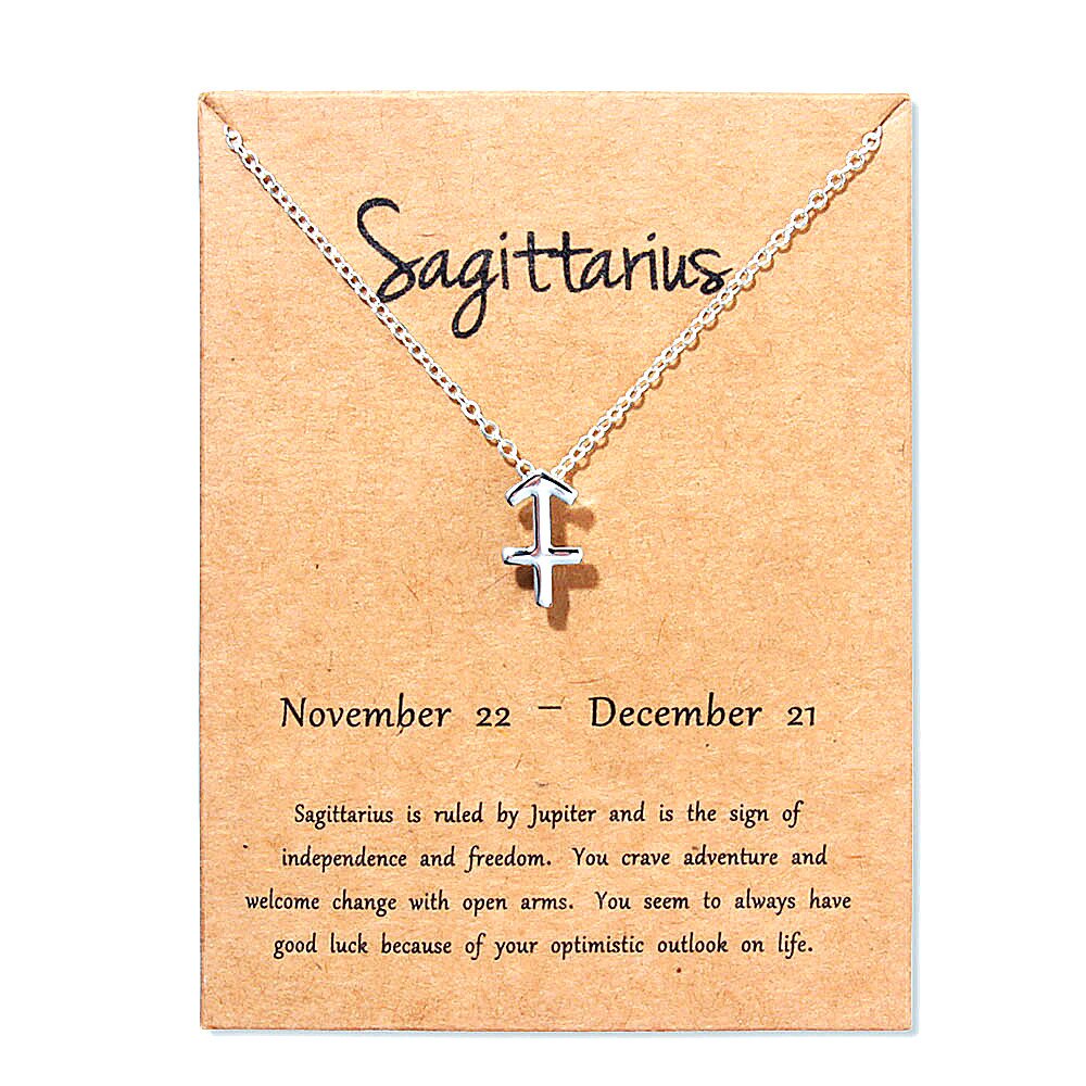 12 Zodiac Sign Necklaces With Cardboard Constellations Pendant Gold Color Chains Choker For Women Birthday Fashion Jewelry