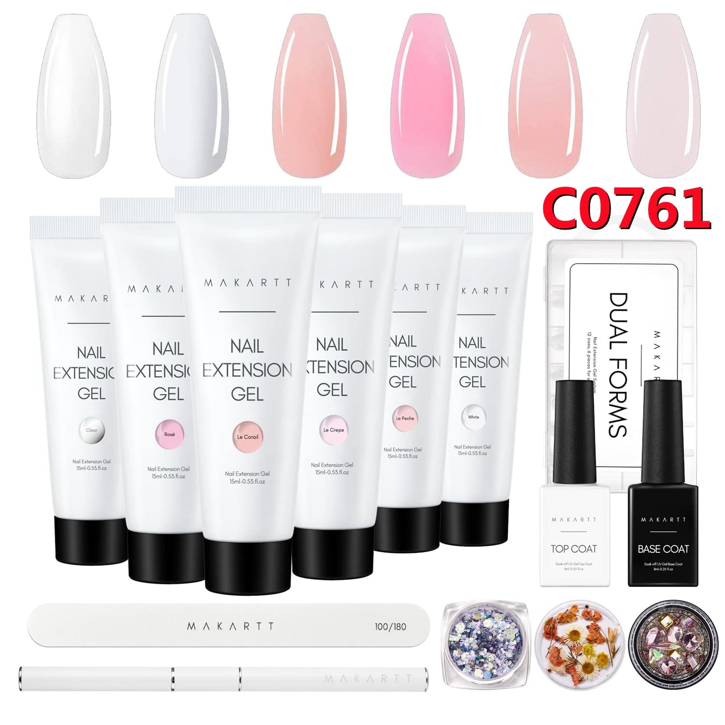 Makartt Poly Nail Extension Gel Kit Acrylic Extension Gel Nail Enhancement Clear Pink Nail Gel Trail Set All-in-One Starter Kit