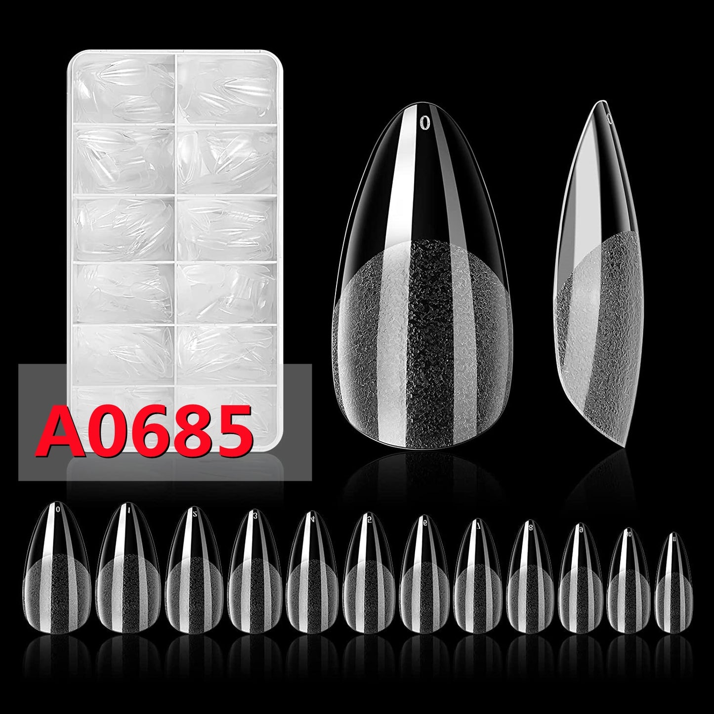 Makartt Soft Gel Full Cover Tips Kit for Soak Off Nail Extensions, 500 Pcs Clear Medium Almond Gelly Tips False Press on Nails