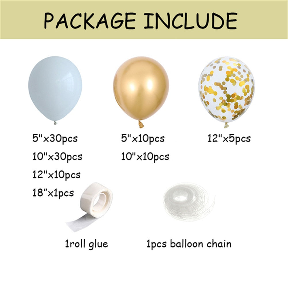 98 pcs White Balloons Garland Arch Kit Confetti Metallic Gold Pastel Latex Balloon Baby Shower Birthday Graduation Party Decor