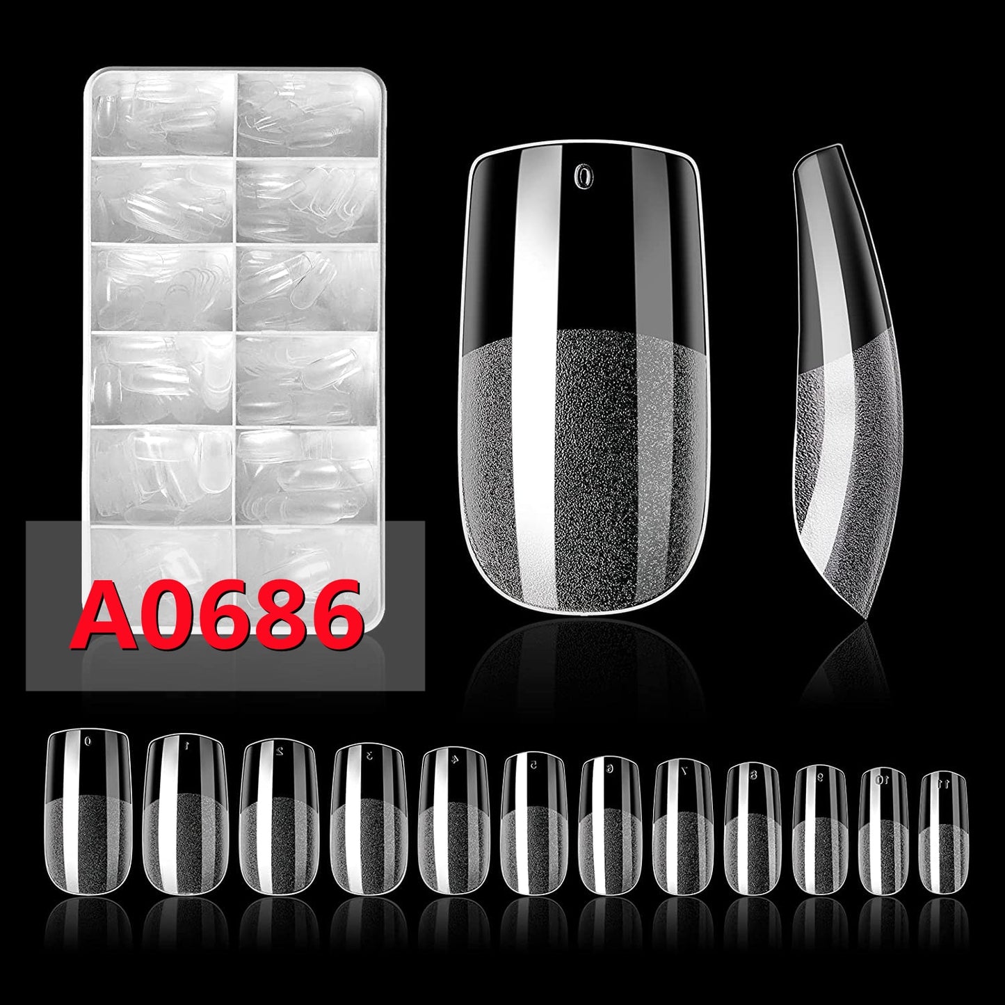 Makartt Soft Gel Full Cover Tips Kit for Soak Off Nail Extensions, 500 Pcs Clear Medium Almond Gelly Tips False Press on Nails
