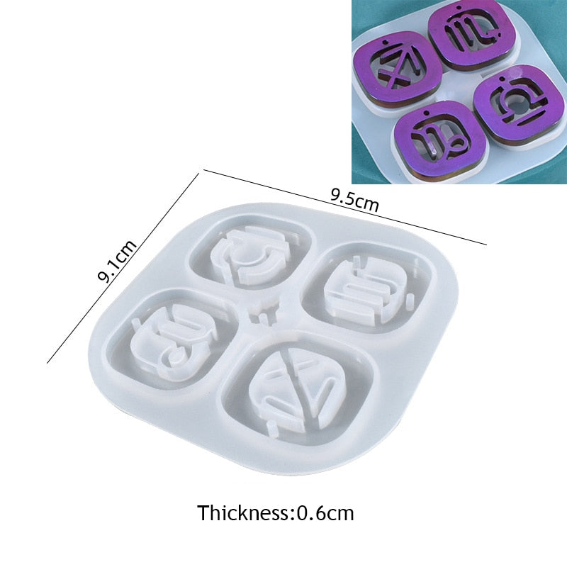 Zodiac Jewelry Pendants Silicone Molds for Handmade UV Epoxy Resin 12 Constellation Necklace Bracelet Keychain Pendant Mould