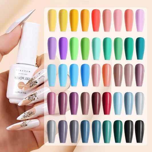 Makartt Gel Nail Polish Kit-  Pastel Gel Nail Yellow Pink Red Blue Green Purple Colors Gel Nail Polish 8ML Base Top Coat