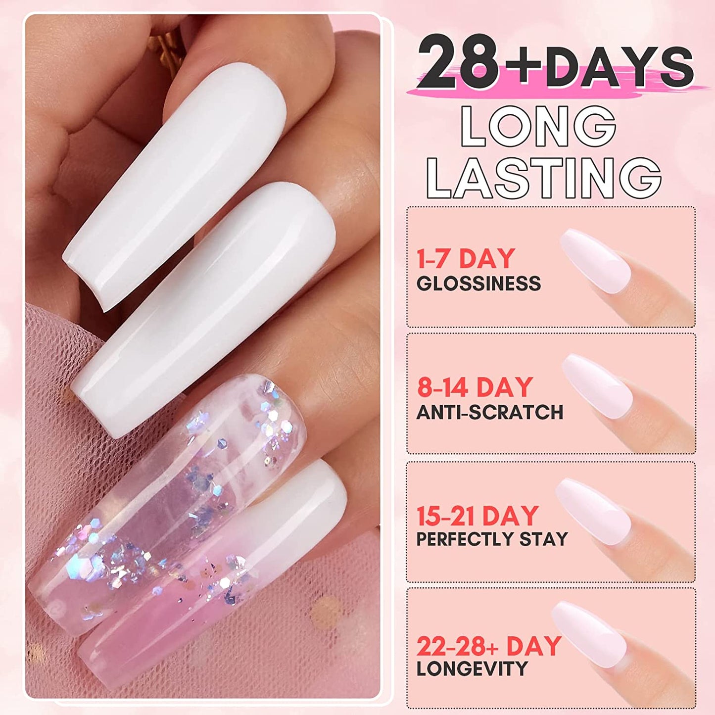 Makartt Poly Nail Extension Gel Kit Acrylic Extension Gel Nail Enhancement Clear Pink Nail Gel Trail Set All-in-One Starter Kit