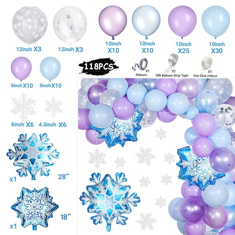 Flash Snowflake Elsa Frozen Arche Ballon Anniversaire Happy Birthday Snow Queen Balloons Party Decoration Kit Baby Shower Globos