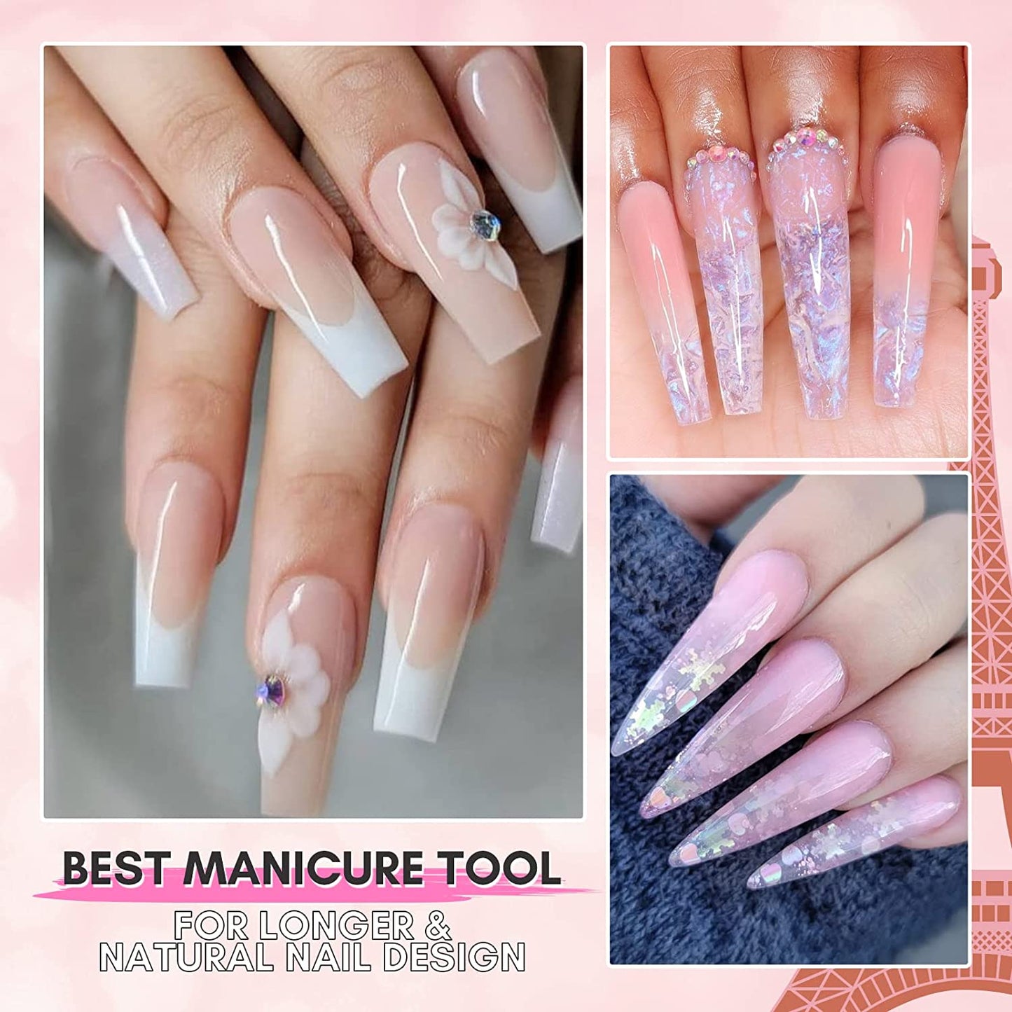 Makartt Poly Nail Extension Gel Kit Acrylic Extension Gel Nail Enhancement Clear Pink Nail Gel Trail Set All-in-One Starter Kit