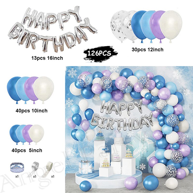 Flash Snowflake Elsa Frozen Arche Ballon Anniversaire Happy Birthday Snow Queen Balloons Party Decoration Kit Baby Shower Globos