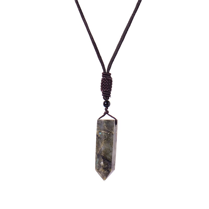 Big Size Natural Crystal Stone Pendant Necklace Hexagonal Point Amulet Pendulum Green Fluorite Citrines Purple Crystal Necklace