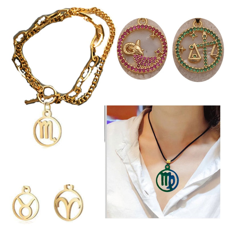 Zodiac Jewelry Pendants Silicone Molds for Handmade UV Epoxy Resin 12 Constellation Necklace Bracelet Keychain Pendant Mould