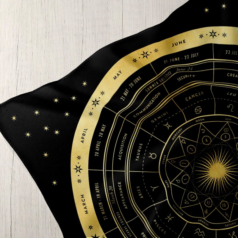 Tarot Tapestry Wall Hanging Tarot tablecloth Altar cloth Wheel of the Zodiac Astrology Wheel of the Year sun moon Room Decor Art