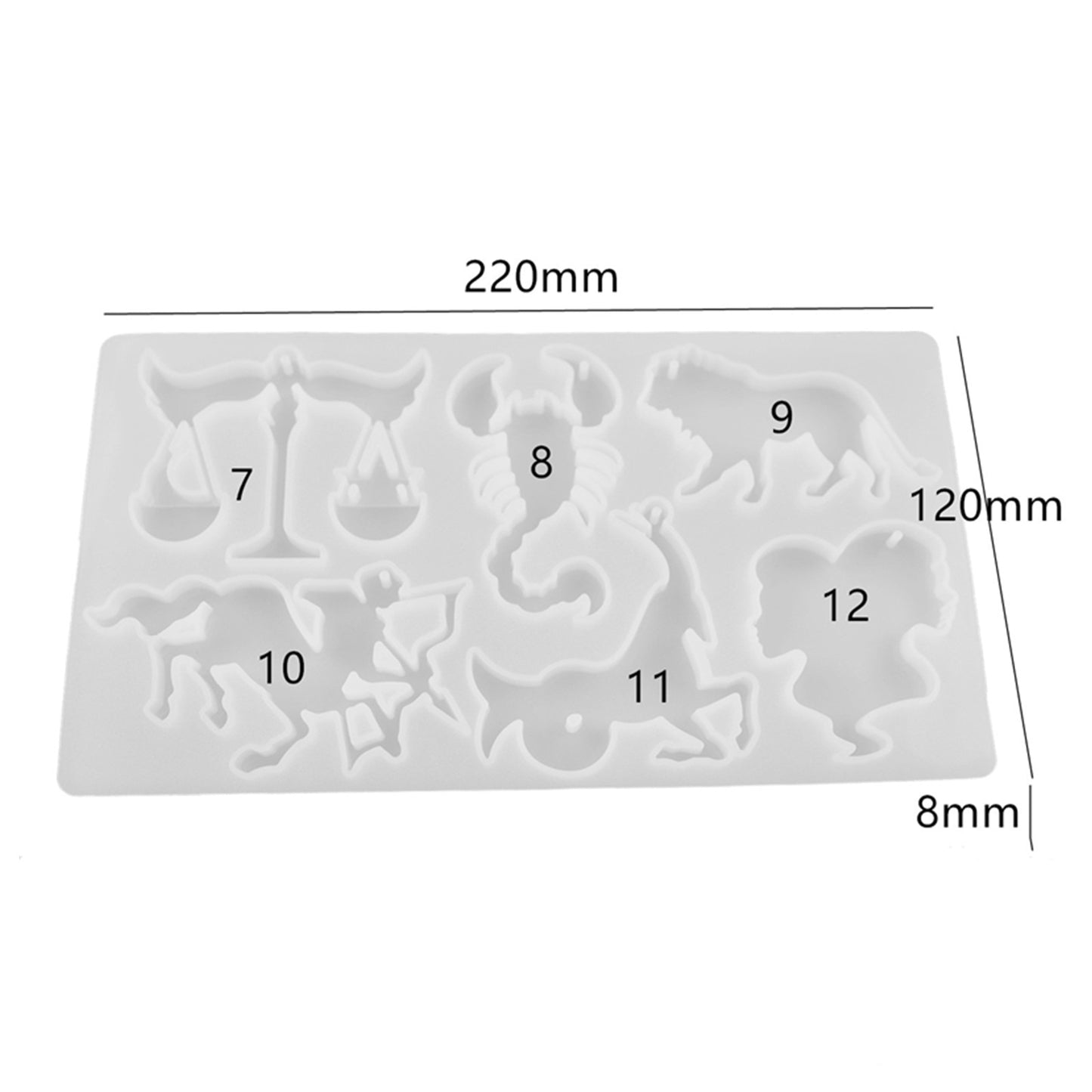 DIY Crystal Epoxy Resin Mold Zodiac Animal Mirror Keychain Pendant Silicone Mould