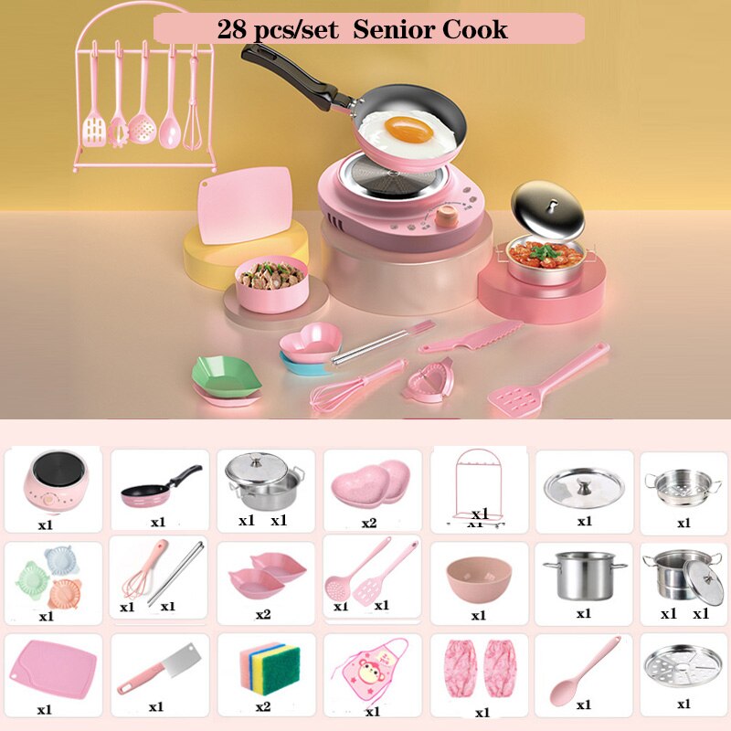 Children's Mini Kitchen Complete Cooking Girl Small Kitchen Set Children's Puzzle Play House Toys Real Cooking Food Set for Kids