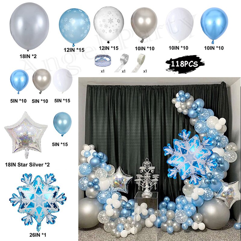 Flash Snowflake Elsa Frozen Arche Ballon Anniversaire Happy Birthday Snow Queen Balloons Party Decoration Kit Baby Shower Globos