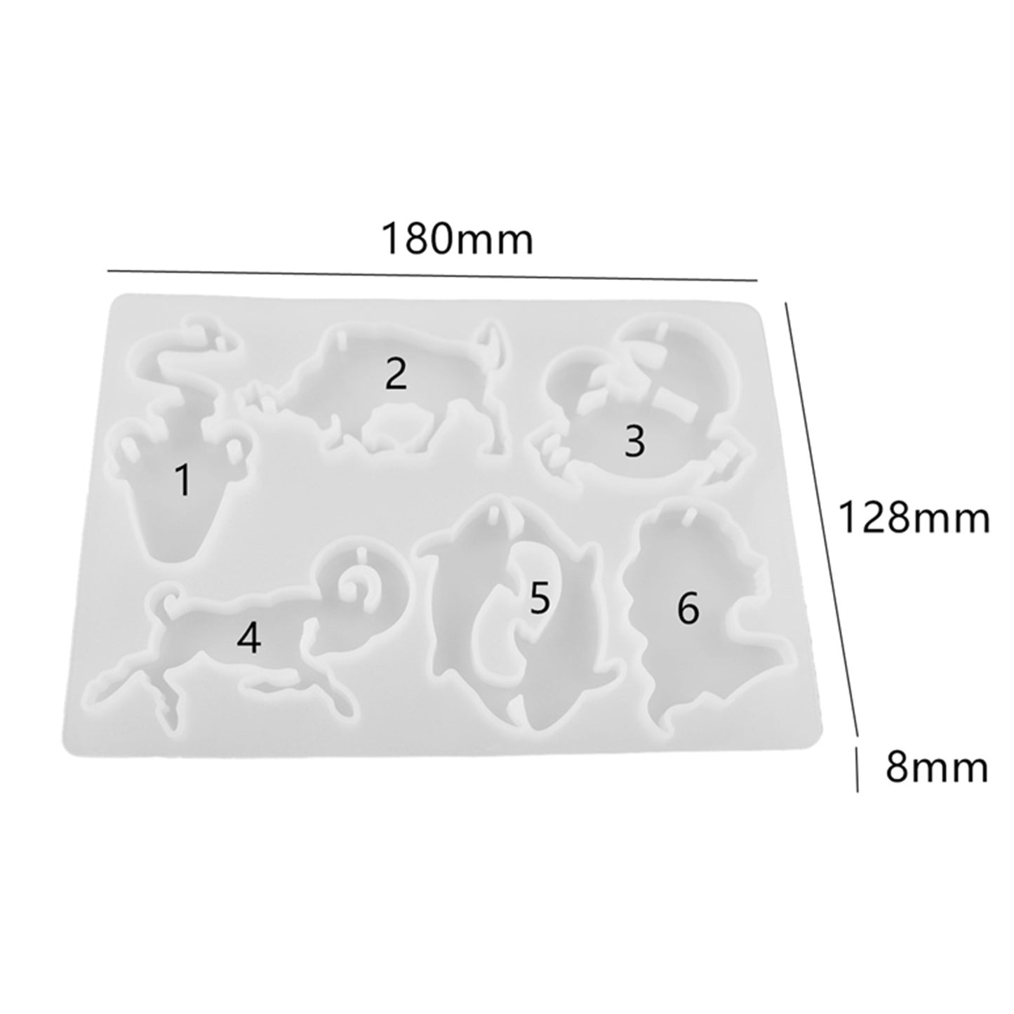 DIY Crystal Epoxy Resin Mold Zodiac Animal Mirror Keychain Pendant Silicone Mould