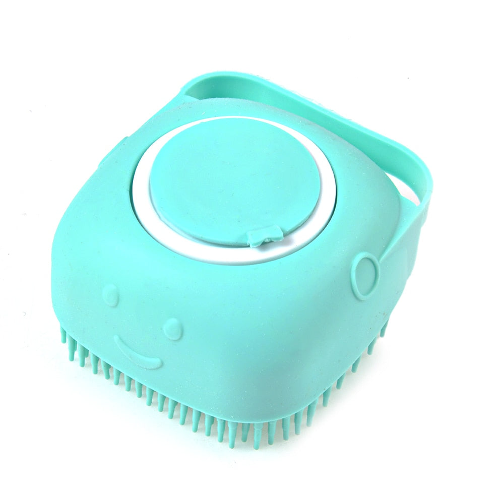 Bathroom Dog Bath Brush Massage Gloves Soft Safety Silicone Comb with Shampoo Box Pet Dog Brush