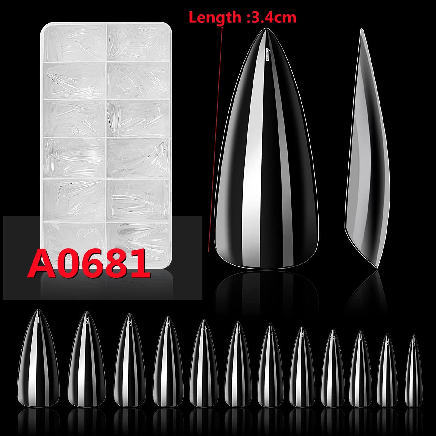 Makartt Soft Gel Full Cover Tips Kit for Soak Off Nail Extensions, 500 Pcs Clear Medium Almond Gelly Tips False Press on Nails