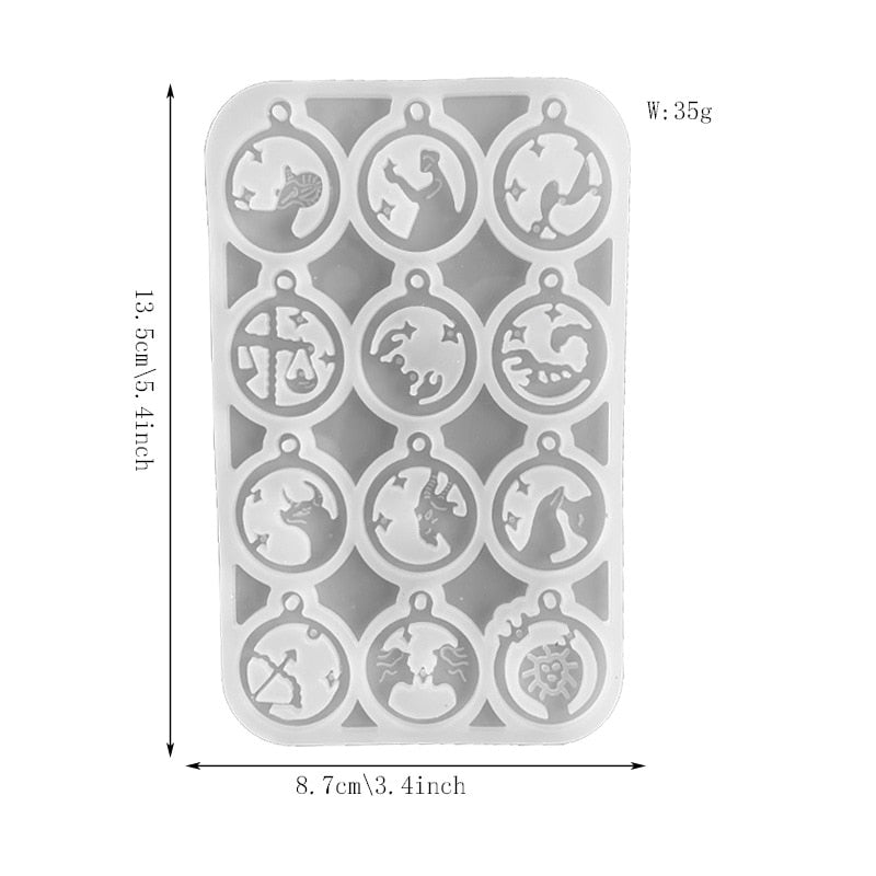 Zodiac Jewelry Pendants Silicone Molds for Handmade UV Epoxy Resin 12 Constellation Necklace Bracelet Keychain Pendant Mould