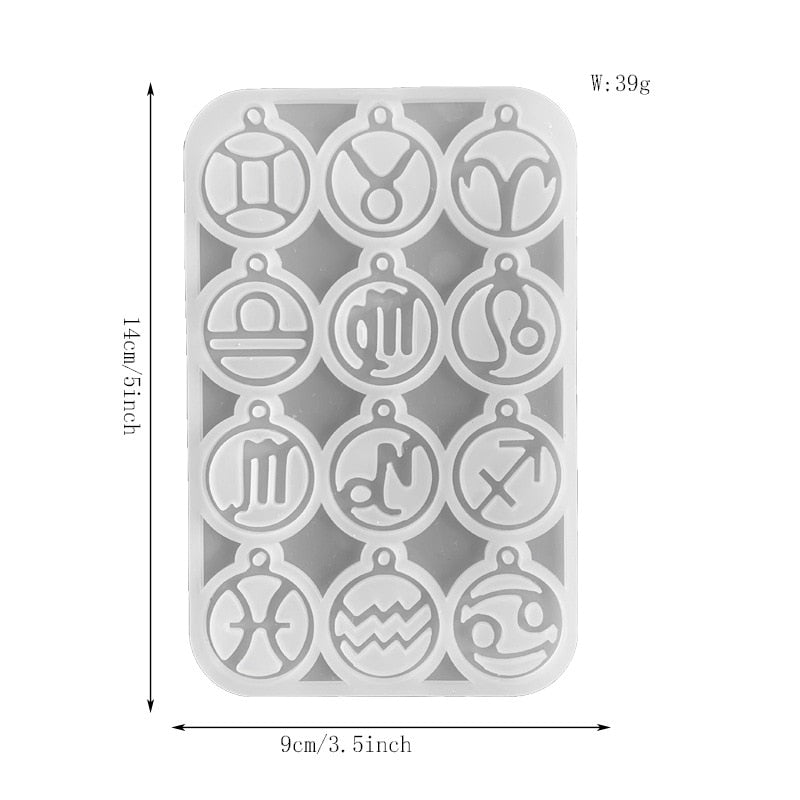 Zodiac Jewelry Pendants Silicone Molds for Handmade UV Epoxy Resin 12 Constellation Necklace Bracelet Keychain Pendant Mould