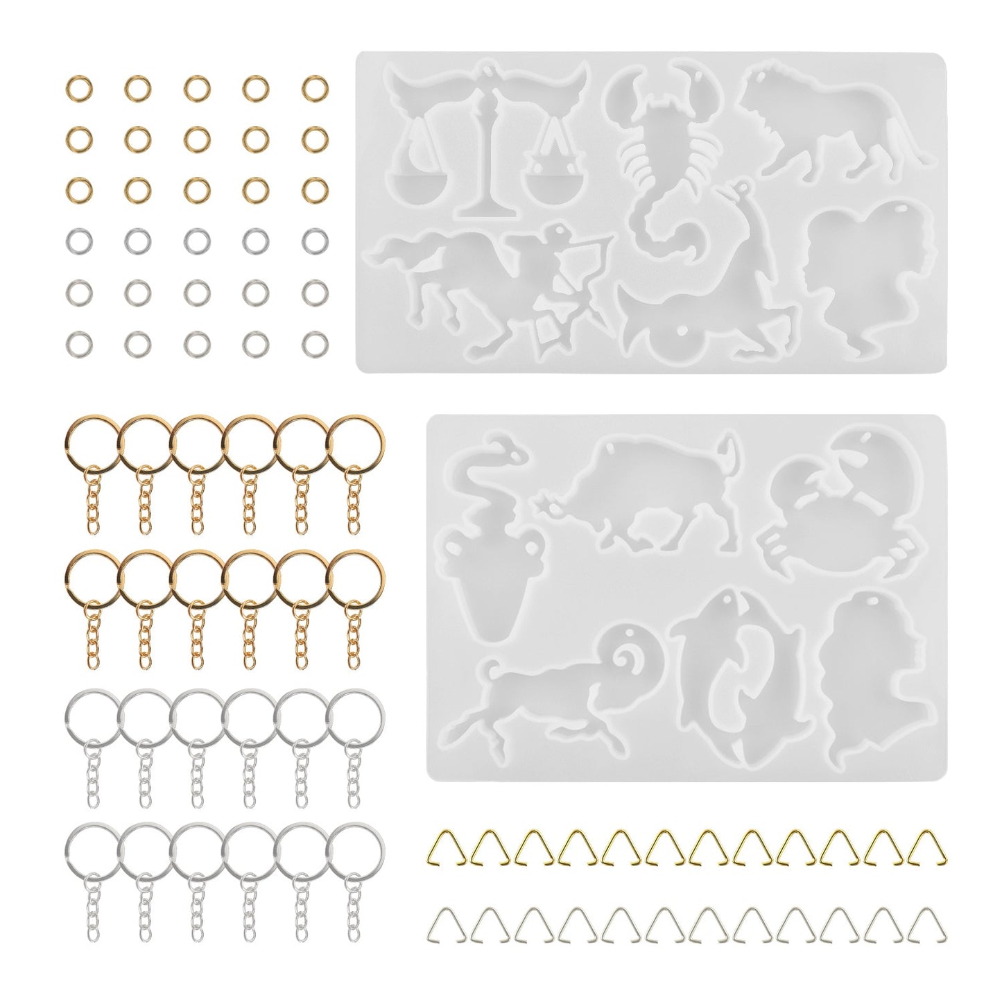 DIY Crystal Epoxy Resin Mold Zodiac Animal Mirror Keychain Pendant Silicone Mould