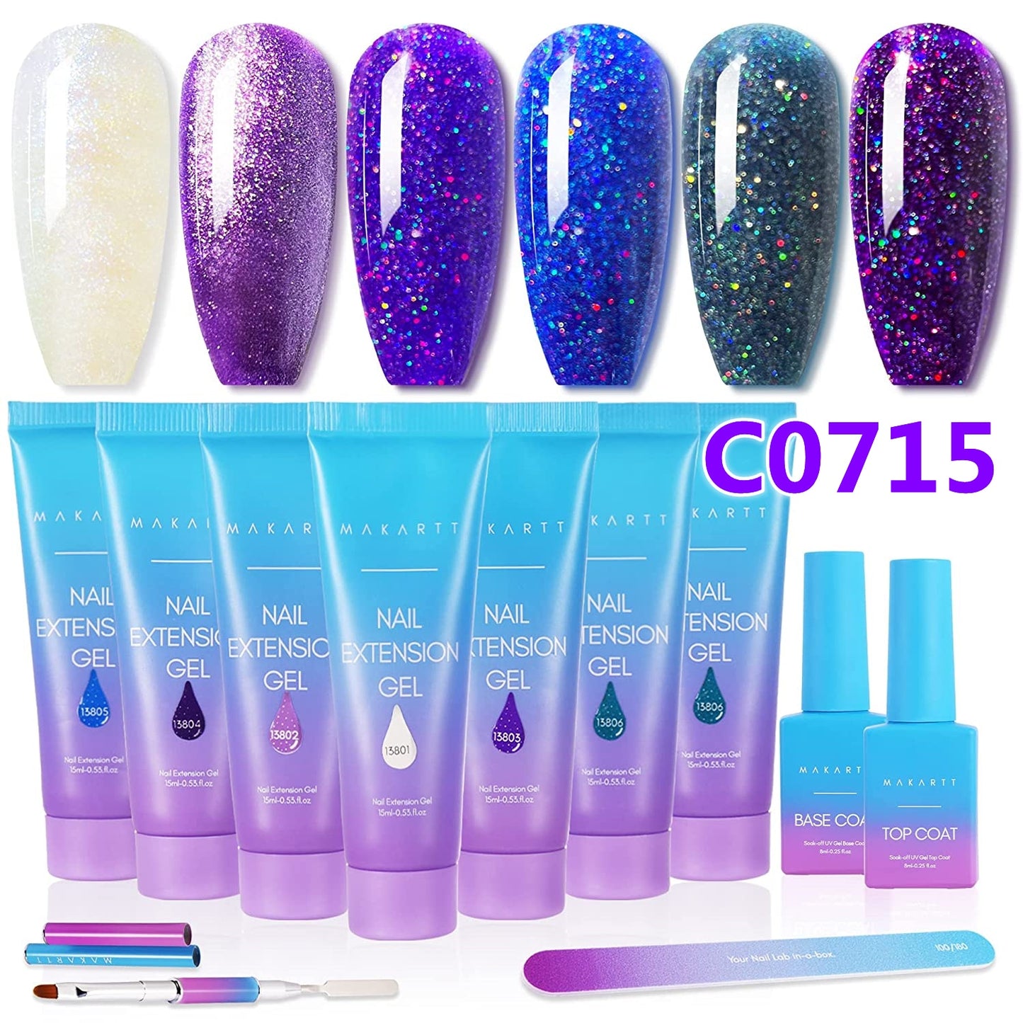 Makartt Poly Nail Extension Gel Kit Acrylic Extension Gel Nail Enhancement Clear Pink Nail Gel Trail Set All-in-One Starter Kit