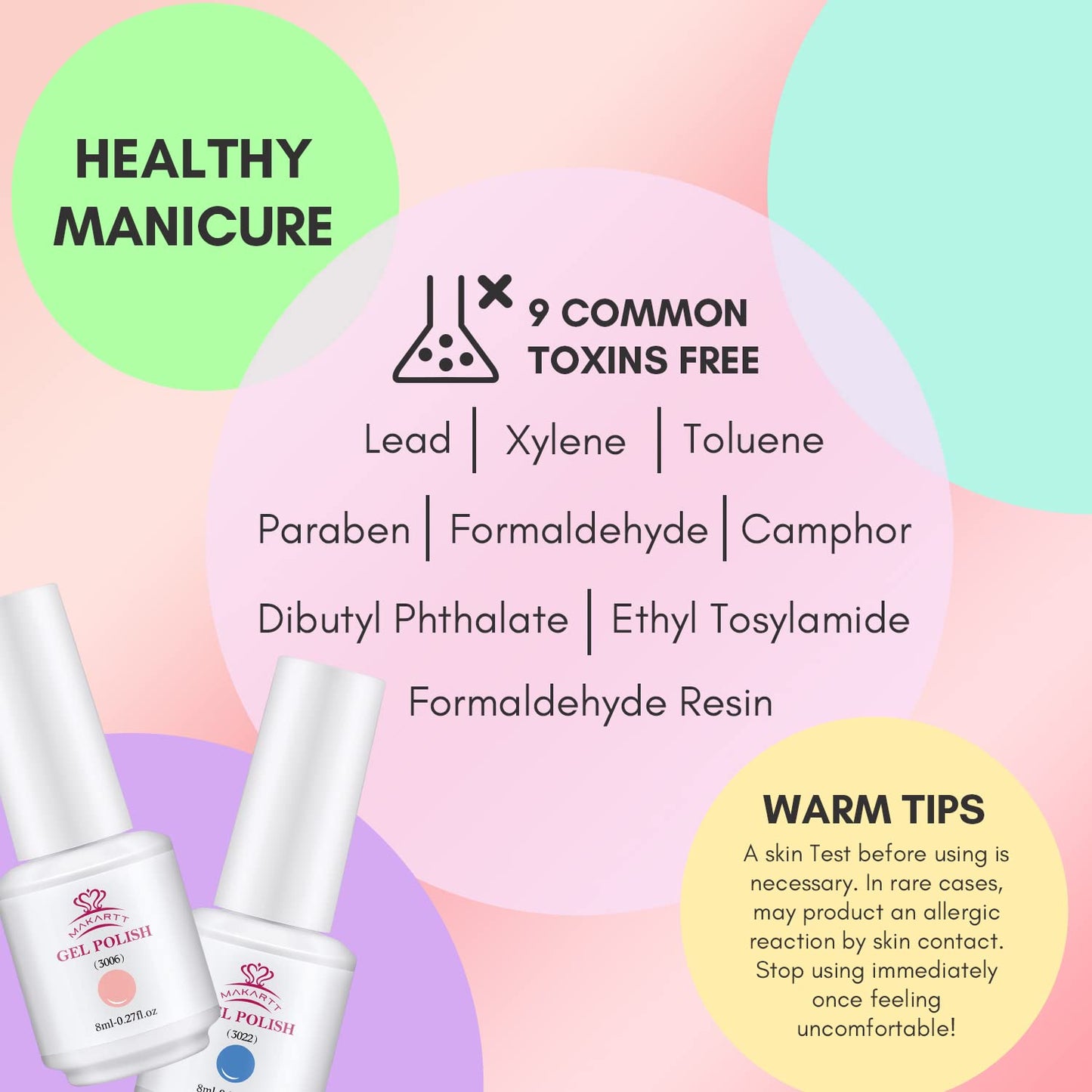 Makartt Gel Nail Polish Kit-  Pastel Gel Nail Yellow Pink Red Blue Green Purple Colors Gel Nail Polish 8ML Base Top Coat