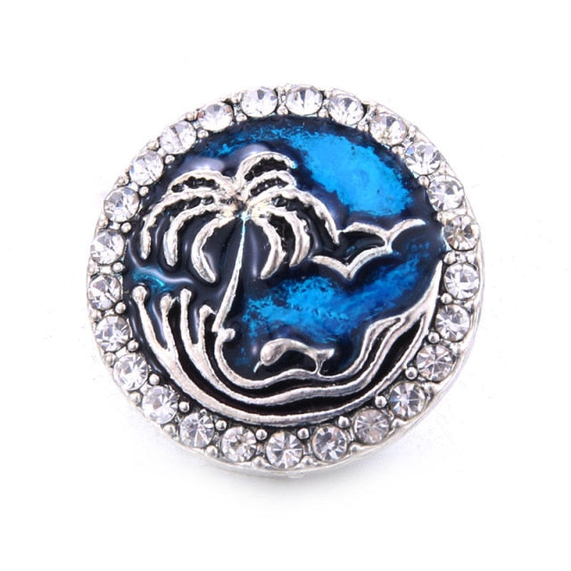 10pcs/lot Snap Button Jewelry Blue Ocean Series Crystal Dolphin Sea 18mm Metal Snap Jewelry Fit DIY Snap Bracelet Bangle Necklac