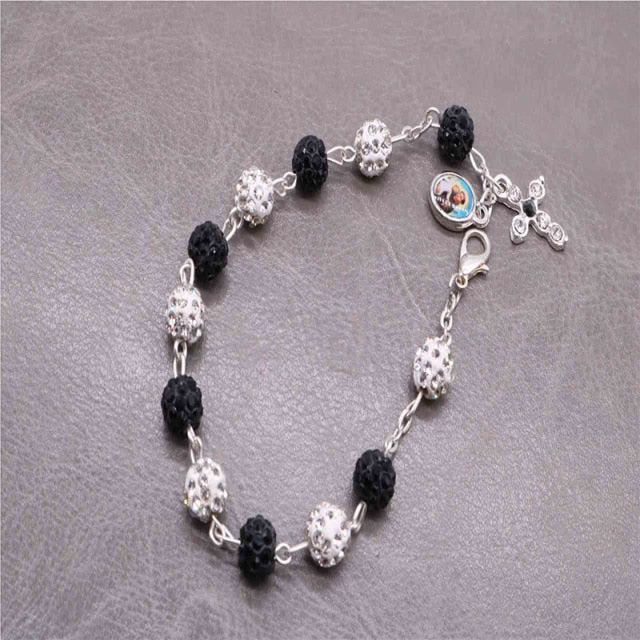 Crystal Imitation Pearl Religious Bracelet Children's Holy Communion Rosary Baby Baptism Mini Catholic Rosary