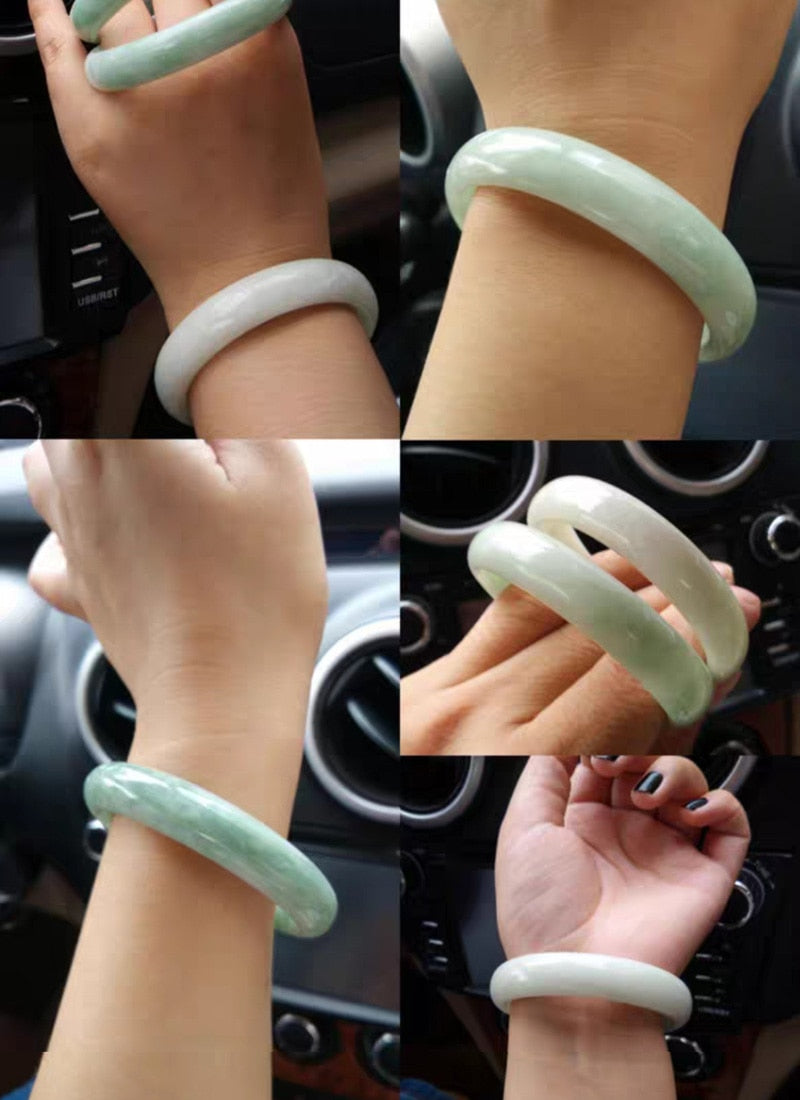 Jadery 100% Grade A Natural Emerald Jade Bangle Women Handmade Carved Gemstone Bracelets & Bangles Party Fine Jewelry