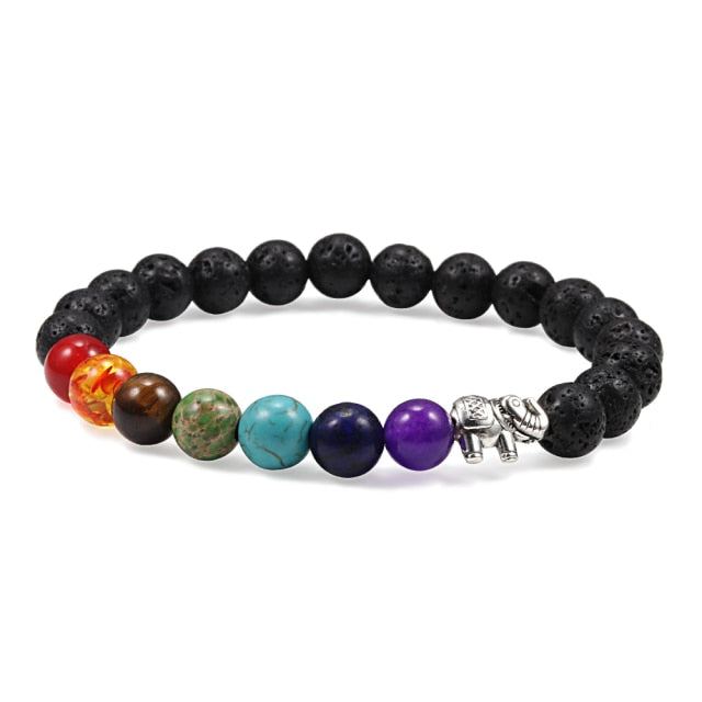 7 Chakra Bracelet Natural Lava Stone Wooden Bead Pendant Bracelets Bangles Buddha Prayer Healing Balance Charm Yoga Jewelry Gift