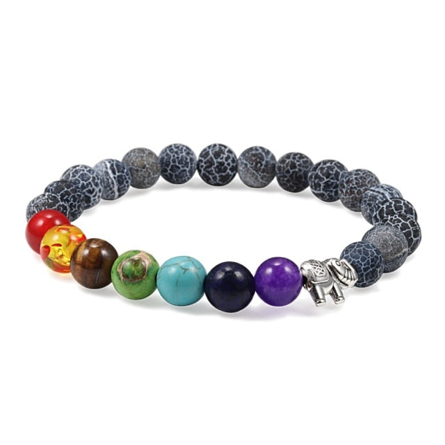 7 Chakra Bracelet Natural Lava Stone Wooden Bead Pendant Bracelets Bangles Buddha Prayer Healing Balance Charm Yoga Jewelry Gift