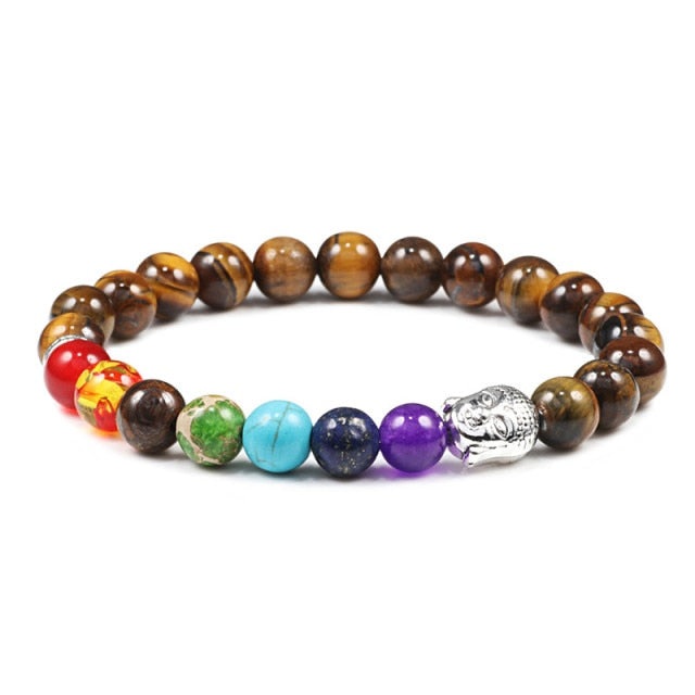 7 Chakra Bracelet Natural Lava Stone Wooden Bead Pendant Bracelets Bangles Buddha Prayer Healing Balance Charm Yoga Jewelry Gift