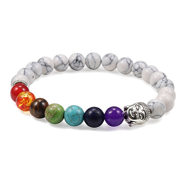7 Chakra Bracelet Natural Lava Stone Wooden Bead Pendant Bracelets Bangles Buddha Prayer Healing Balance Charm Yoga Jewelry Gift