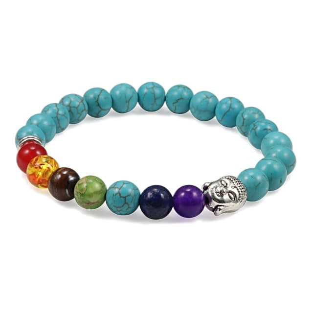 7 Chakra Bracelet Natural Lava Stone Wooden Bead Pendant Bracelets Bangles Buddha Prayer Healing Balance Charm Yoga Jewelry Gift