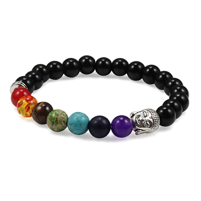 7 Chakra Bracelet Natural Lava Stone Wooden Bead Pendant Bracelets Bangles Buddha Prayer Healing Balance Charm Yoga Jewelry Gift