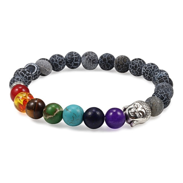7 Chakra Bracelet Natural Lava Stone Wooden Bead Pendant Bracelets Bangles Buddha Prayer Healing Balance Charm Yoga Jewelry Gift