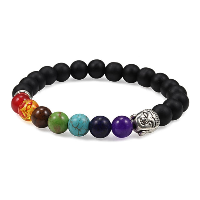 7 Chakra Bracelet Natural Lava Stone Wooden Bead Pendant Bracelets Bangles Buddha Prayer Healing Balance Charm Yoga Jewelry Gift