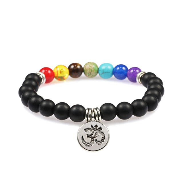 7 Chakra Bracelet Natural Lava Stone Wooden Bead Pendant Bracelets Bangles Buddha Prayer Healing Balance Charm Yoga Jewelry Gift