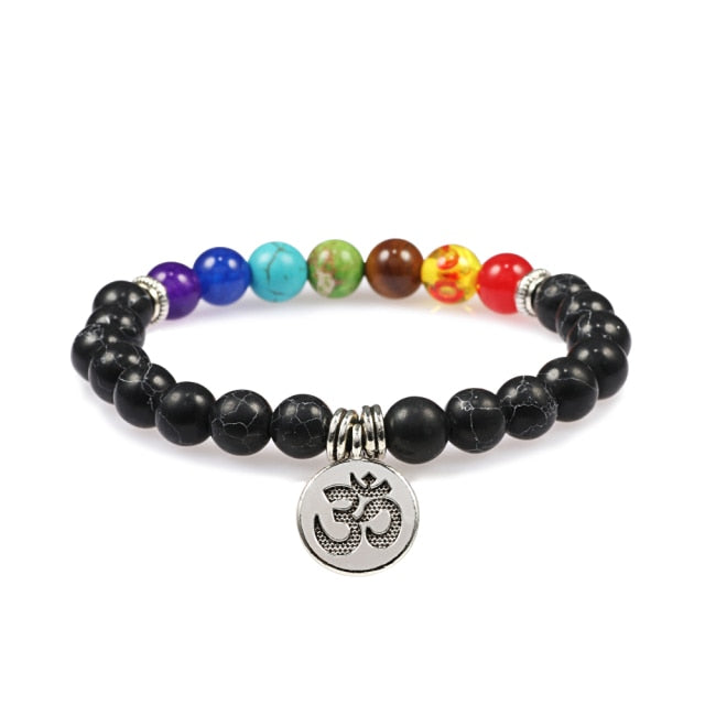 7 Chakra Bracelet Natural Lava Stone Wooden Bead Pendant Bracelets Bangles Buddha Prayer Healing Balance Charm Yoga Jewelry Gift
