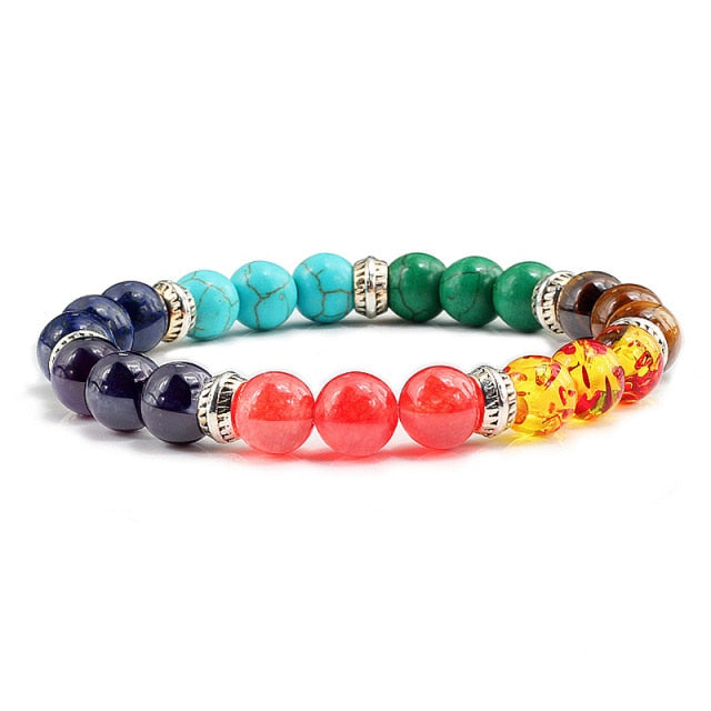 7 Chakra Bracelet Natural Lava Stone Wooden Bead Pendant Bracelets Bangles Buddha Prayer Healing Balance Charm Yoga Jewelry Gift